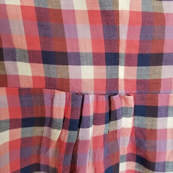 Theory Plaid Sleeveless Top with Smocked Waist - Picture 5 of 7